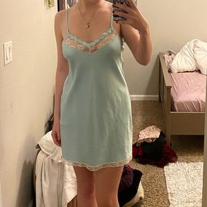 Light blue Slip-dress. Size M/L. No tag, assume home made. Silk feel, very airy